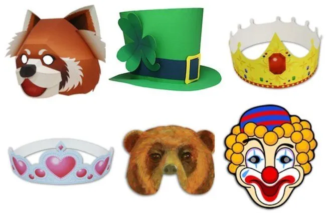 Coronas y máscaras de carnaval para imprimir