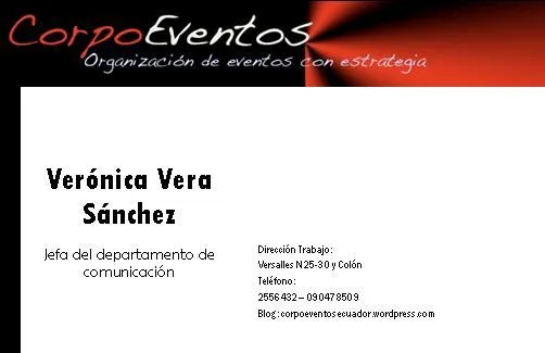 Tarjeta de presentacion eventos - Imagui