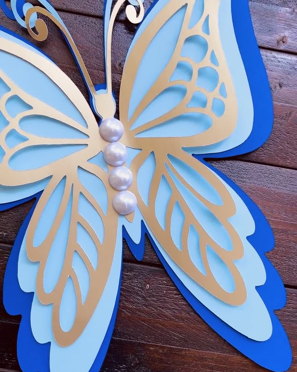 Corte de mariposa de papel gigante, decoración de baby shower, arte de  pared de vivero de mariposas en capas 3D - Etsy España