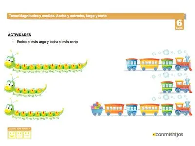 Largo y corto, ancho y estrecho. Ficha de magnitudes
