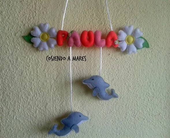 cosiendo a mares: Nombre infantil de fieltro para niña ¡muy veraniego!
