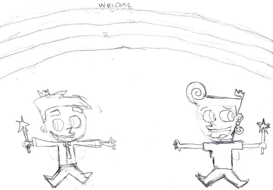 Cosmo and Wanda - First Sketch by ~04fieldshield on deviantART