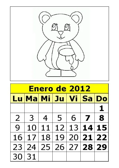 CoSqUiLLiTaS eN La PaNzA BLoGs: CALENDARIOS INFANTILES 2012| PARA ...