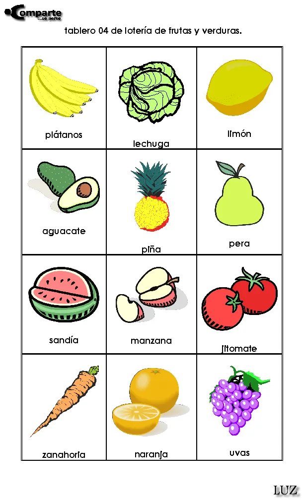 CoSqUiLLiTaS eN La PaNzA BLoGs: LOTERÍA FRUTAS Y VERDURAS (EN ...