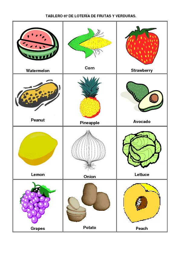 CoSqUiLLiTaS eN La PaNzA BLoGs: LOTERÍA FRUTAS Y VERDURAS (EN ...