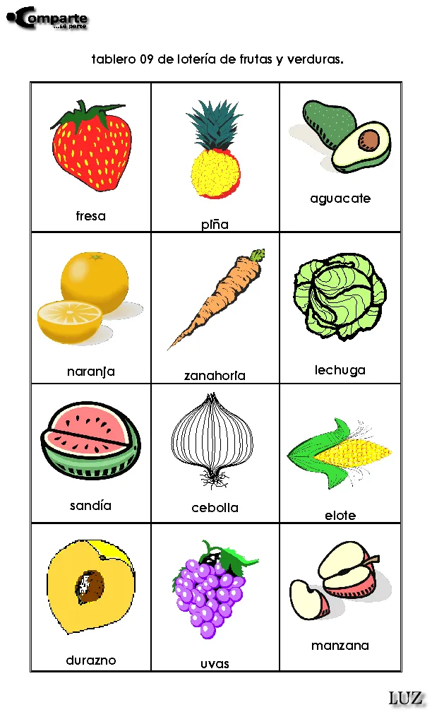 CoSqUiLLiTaS eN La PaNzA BLoGs: LOTERÍA FRUTAS Y VERDURAS (EN ...