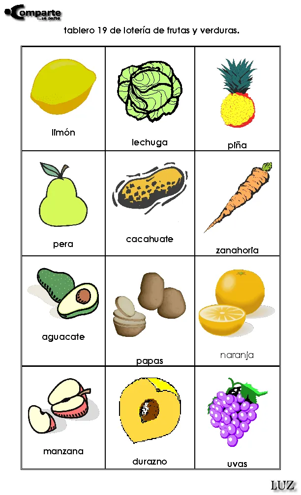 CoSqUiLLiTaS eN La PaNzA BLoGs: LOTERÍA FRUTAS Y VERDURAS (EN ...