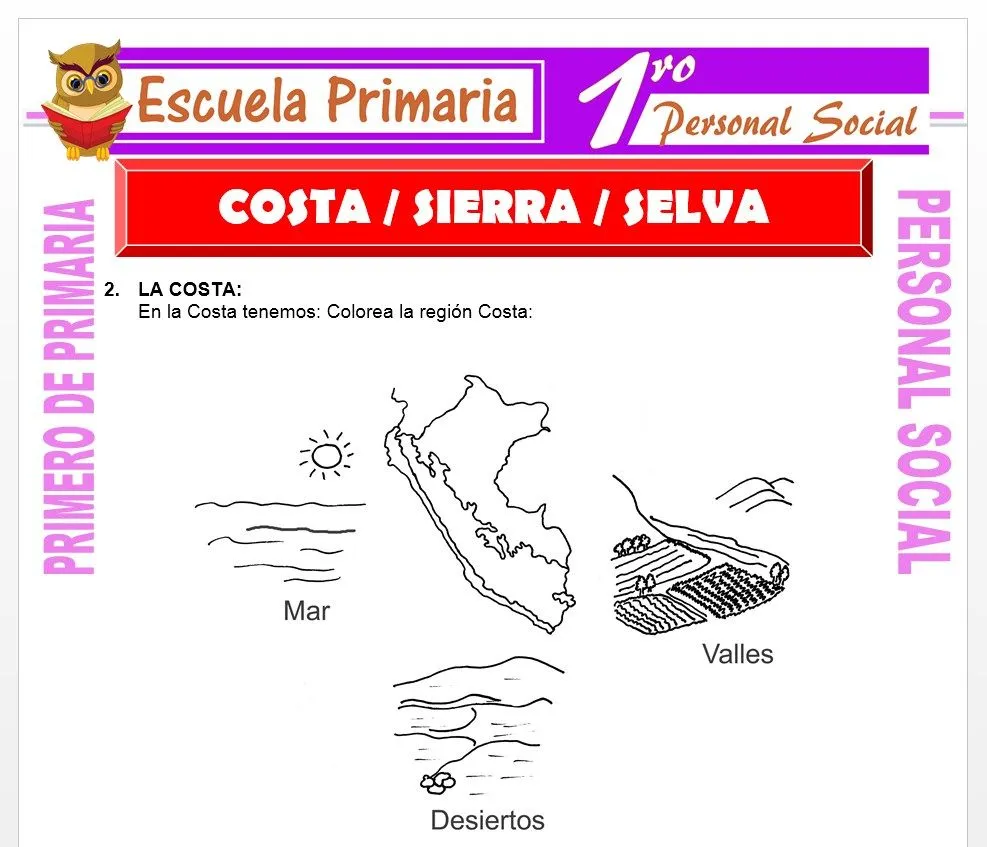 Costa Sierra y Selva para Primero de Primaria – Escuela Primaria