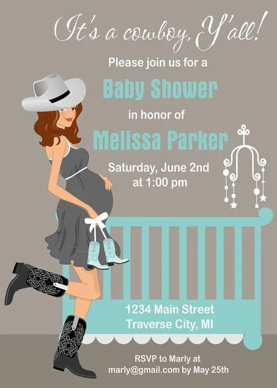 Cowboy Baby Shower Invitations - Country Western Crib Theme for A ...