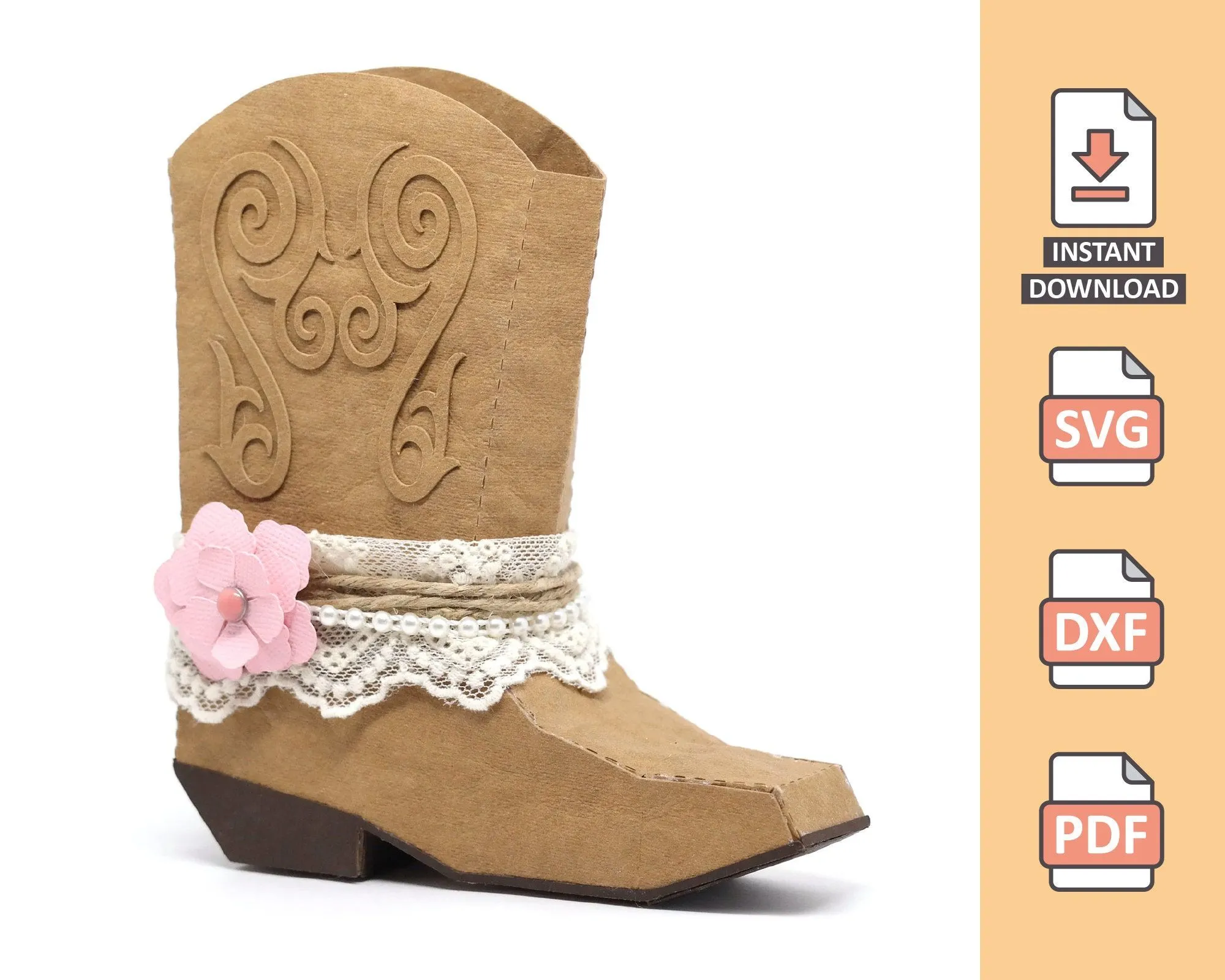 Cowgirl Boot Proyecto 3D para corte manual o corte a máquina - Etsy México