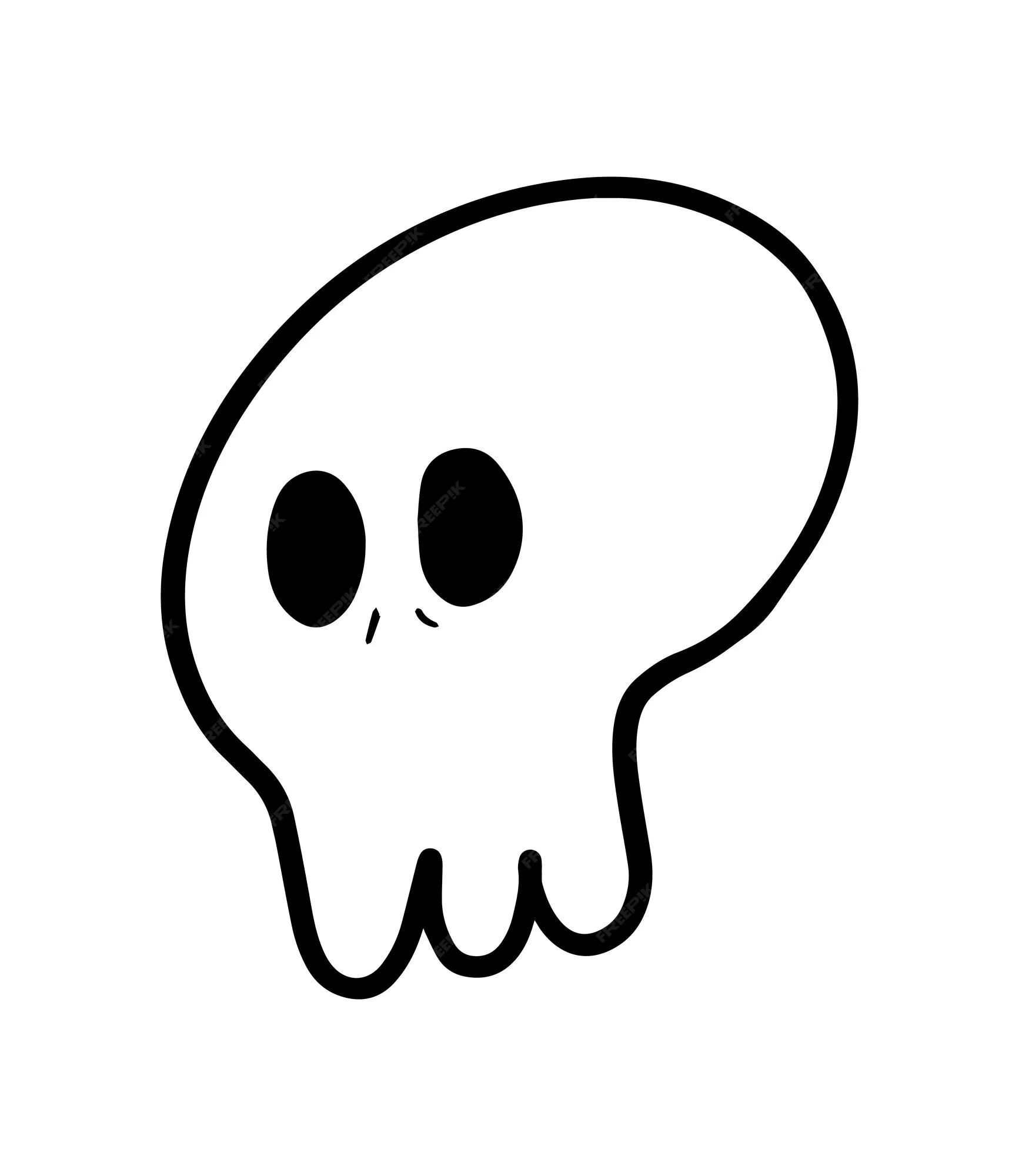 Cráneo cabeza humana sigue siendo halloween doodle dibujos animados  lineales libro para colorear | Vector Premium