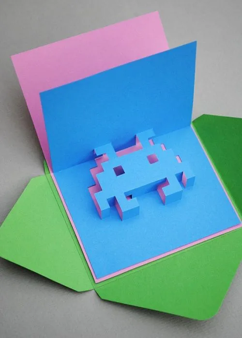 Crea tus propias postales pop up de 8 bits | Montol Estudio