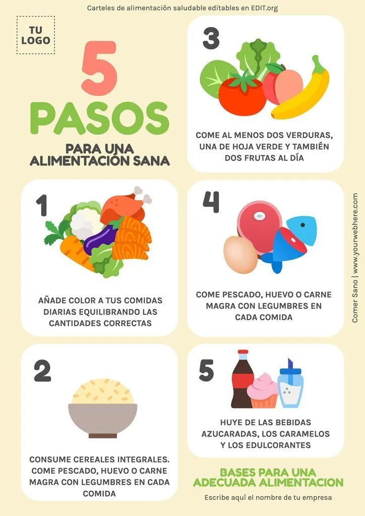 Crea un póster de Alimentación Saludable gratis