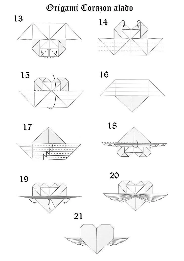 Creación Artesanal Origami Como hacer un Corazón Alado (corazón ...