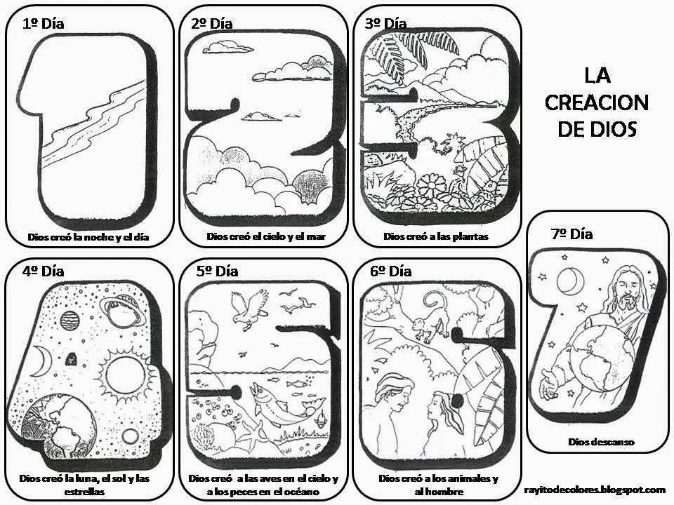 La Creación de Dios para Colorear ~ Dibujos para Niños | Religión ...