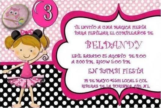 CREACIONES BELDANDY: INVITACION CUMPLEAÑOS