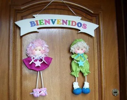 Creaciones Giselle - - Carteles con Muñecos - Cartel de Bienvenidos