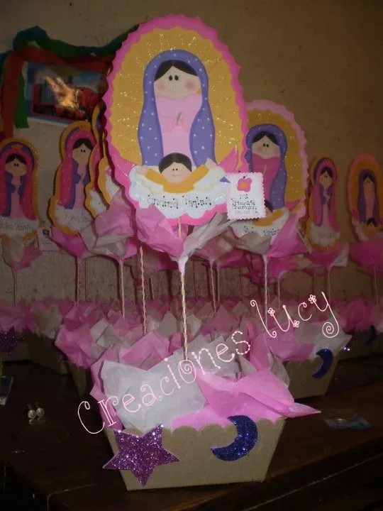 creaciones lucy: CENTRO DE MESA PRIMERA COMUNION VIRGENCITA PLIS