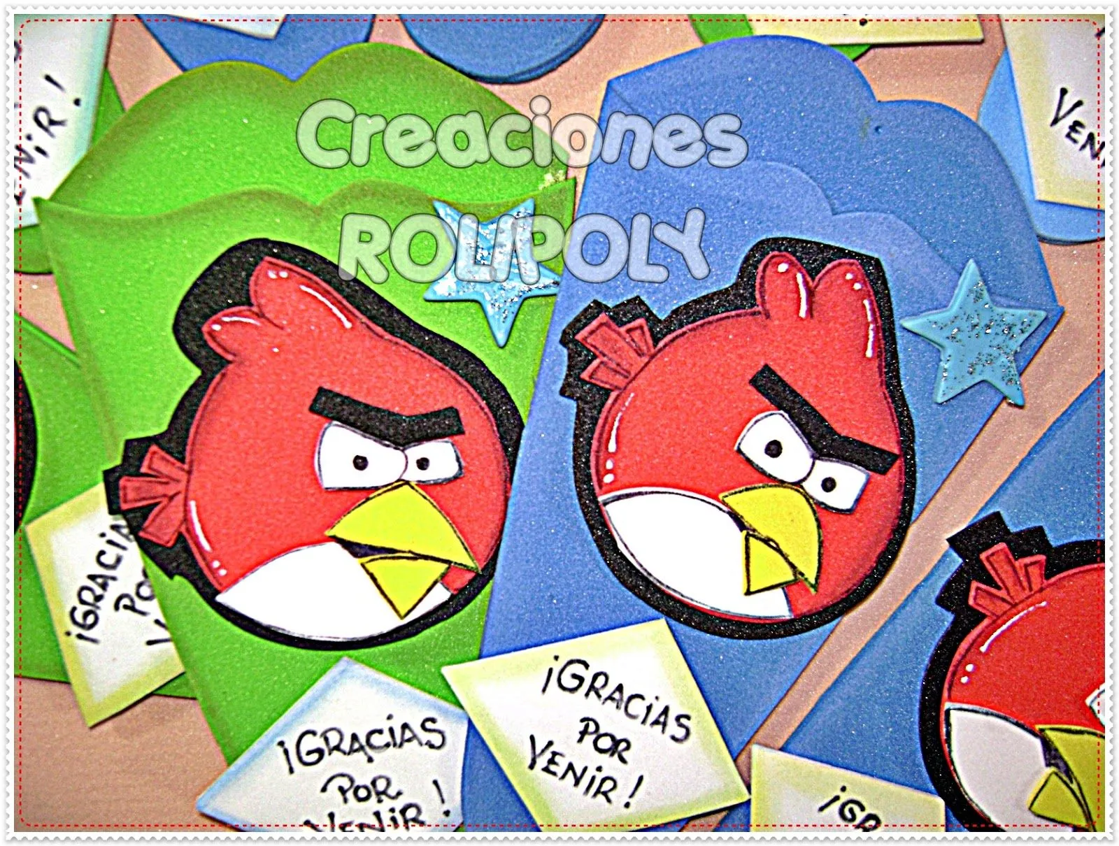 creaciones rolipoly: GOLOSINEROS O PORTATIJERAS ANGRY BIRDS Y FLOR...