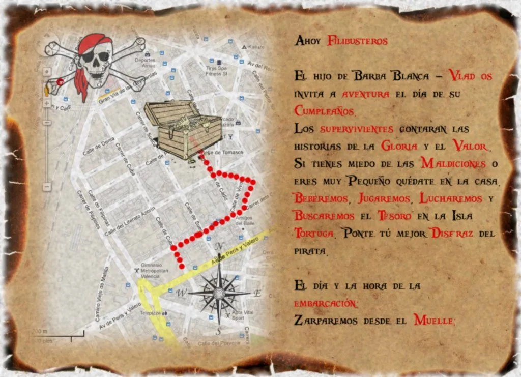 Crear Invitación Fiesta Pirata / Cumpleaños en Valencia