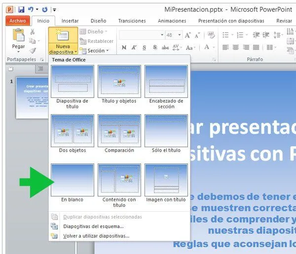 Como crear una presentación de diapositivas en PowerPoint