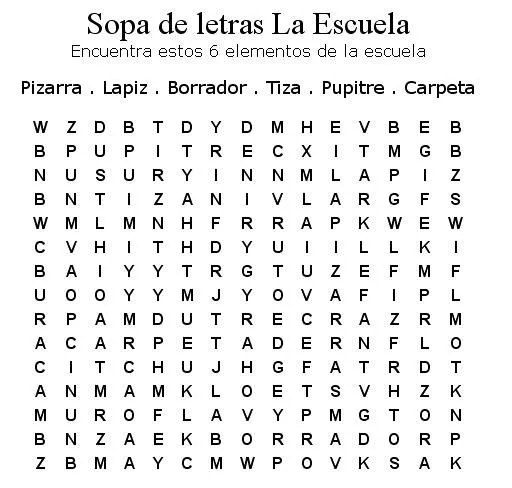 Sopa de letras para niños de primaria para imprimir - Imagui