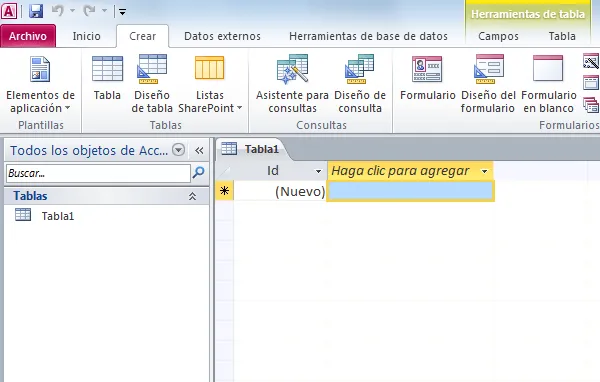 Crear una tabla en Access - Excel Total