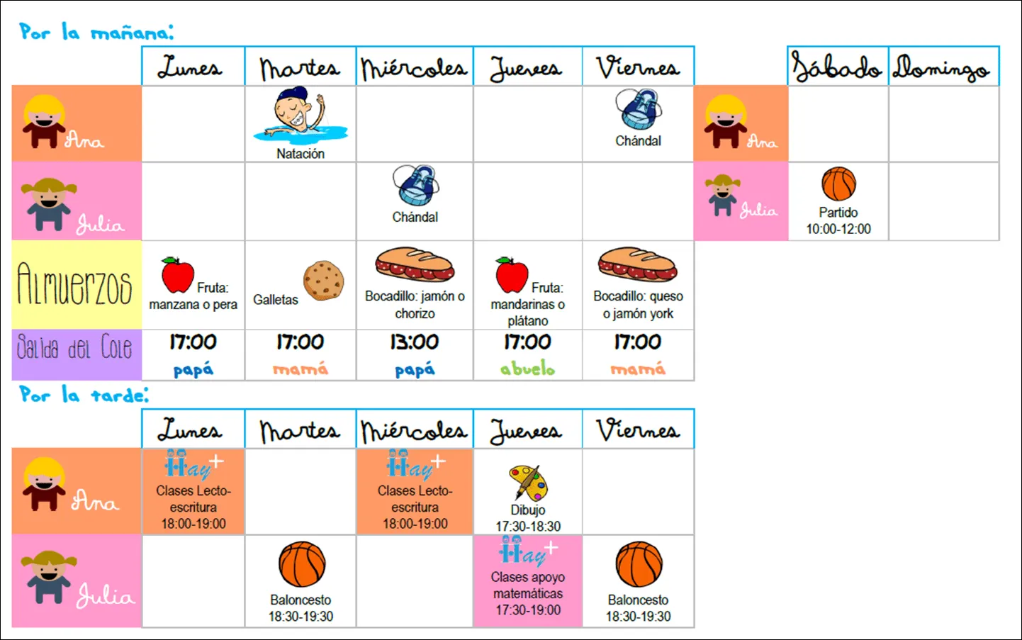 Creative Mindly: Horarios, planning y rutinas personalizados