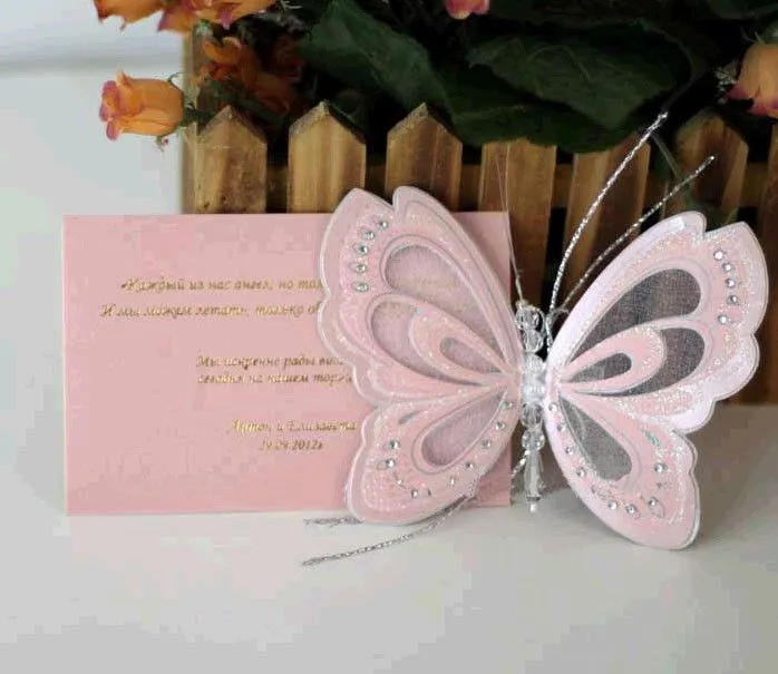 Creativo Pink Invitaciones de boda elegante de la mariposa con la ...