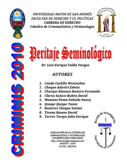 CRIMINIS 2010: Peritaje Seminológico: junio 2010