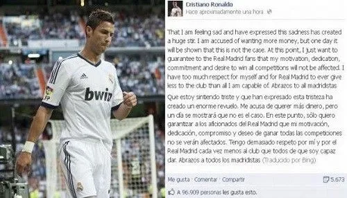 Cristiano Ronaldo manda mensaje al Real Madrid: El problema no es ...