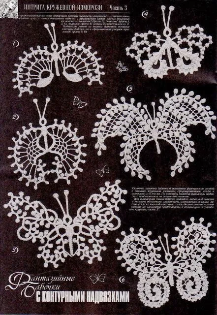 Crochê Tricô - Gráficos: Borboletas para Crochê Irlandês ...