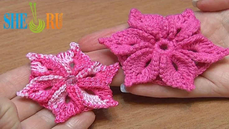 Crochet 3D Flower Tutorial 46 Crochet Around Post http ...