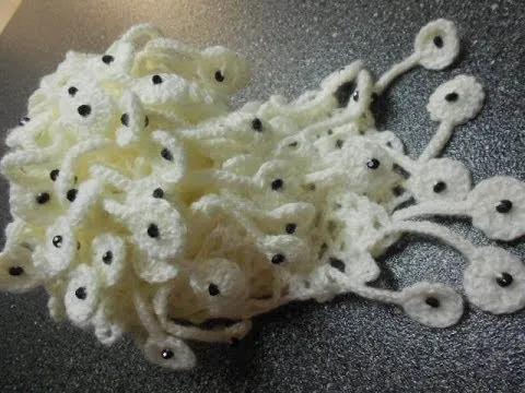 Crochet Bufanda Piñas con Cuentas parte 1 - YouTube