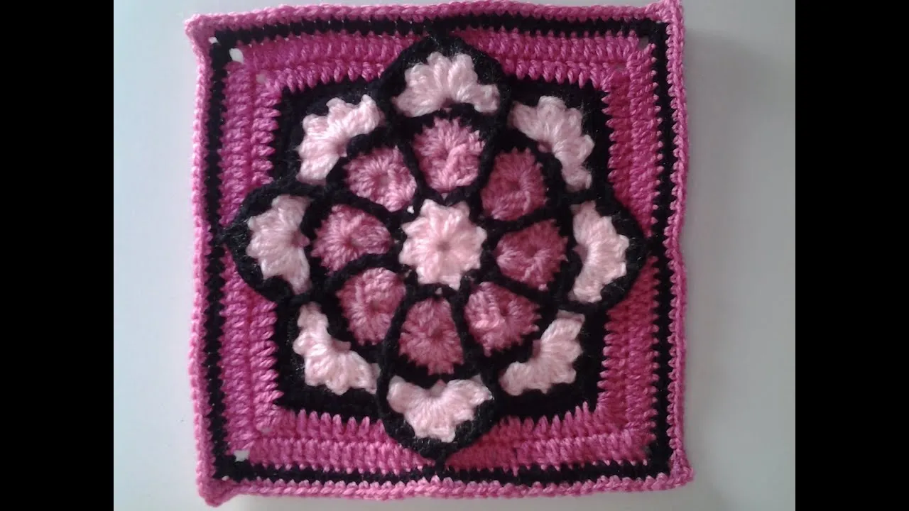 Crochet, cuadrado o bloque vidriera para colcha o manta #patron ...