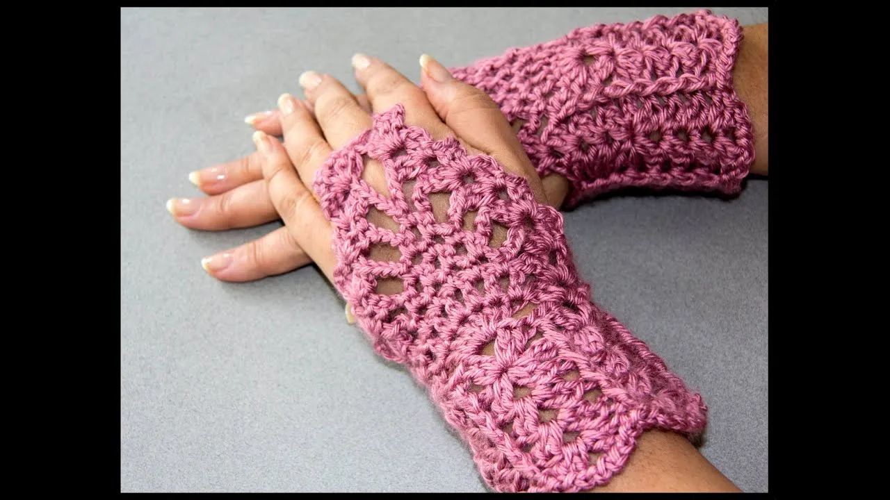 Crochet : Guantes sin dedos (Mitones) 2 - YouTube