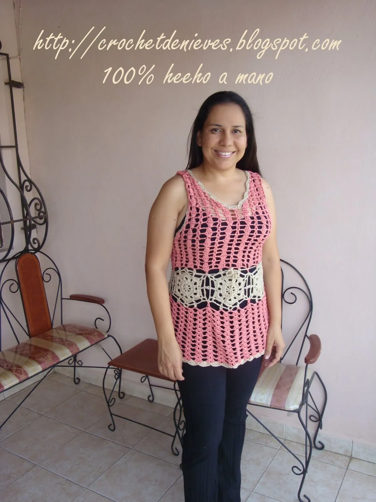 Crochet de Nieves: Blusa a crochet en dos tonos. Cod. RBD1