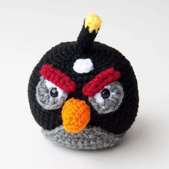 Crochet Pattern Angry Birds Bomb Bird PDF by theitsybitsyspider