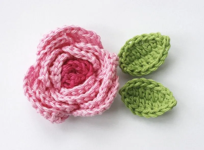 Crochet Pink Rose on Luulla