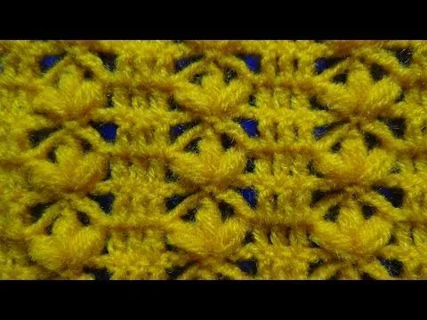 crochet: punto flores en fila - YouTube