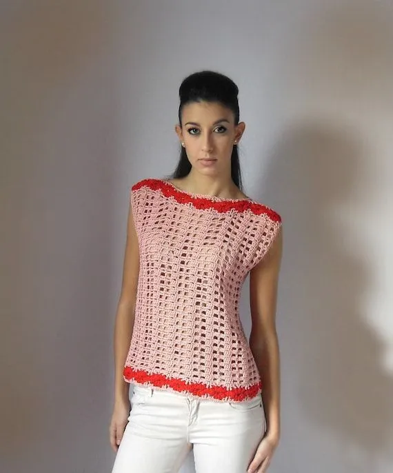 Crochet verano camiseta sin mangas con patrón de por Silvia66