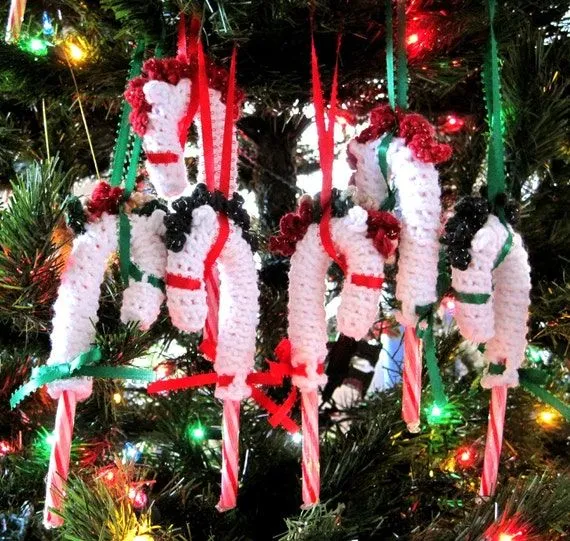 Crocheted Candy Cane Covers Carousel Horses by michellescrochet