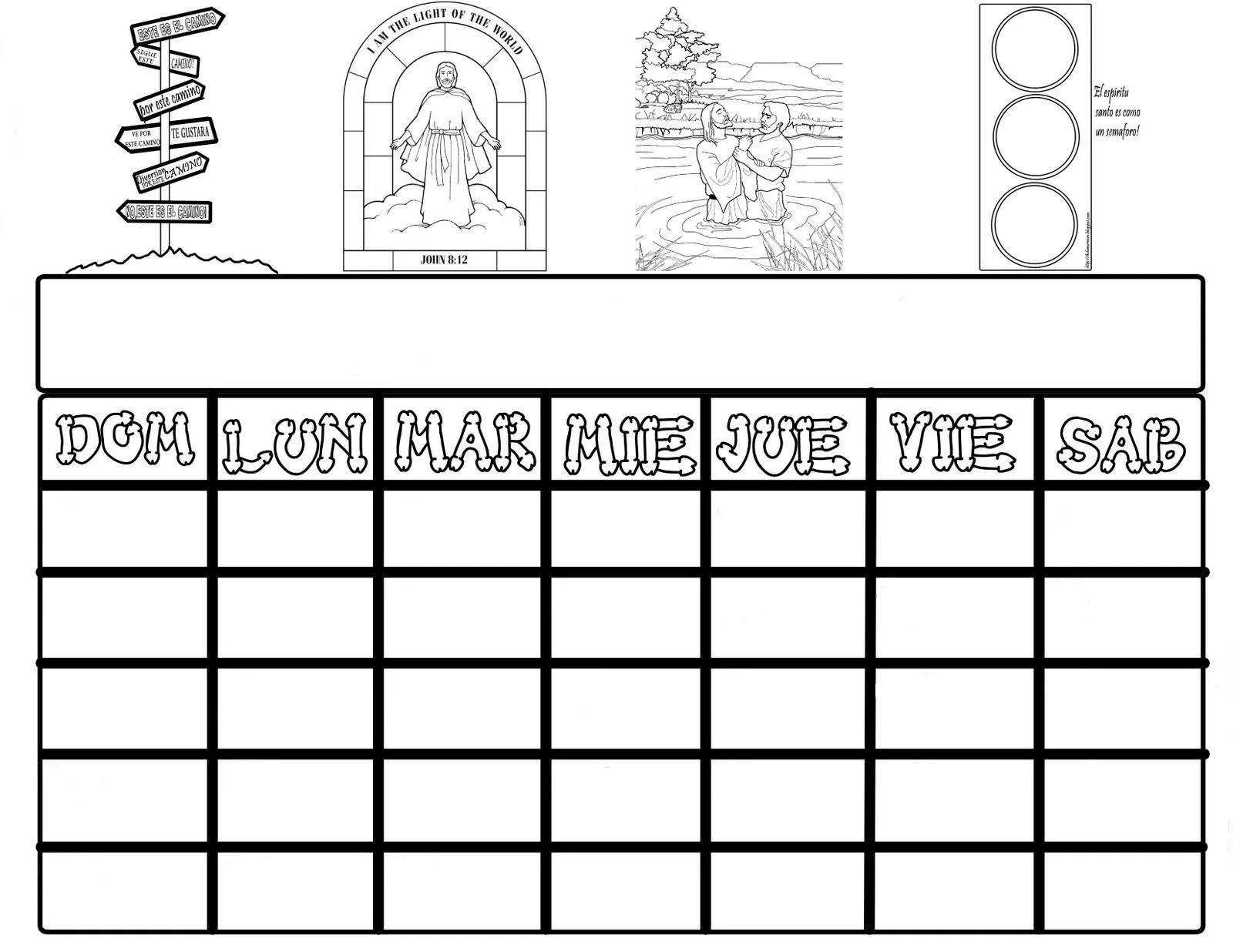 Cronograma de Acitividades Semanal para colorear