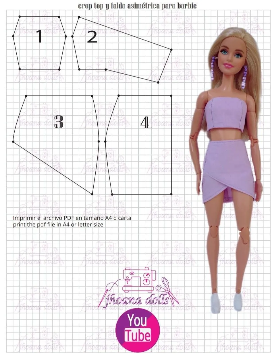 Crop top y falda asimétrica para Barbie en 2023 | Ropa para muñecas barbie, Barbie  para vestir, Ropa para barbie