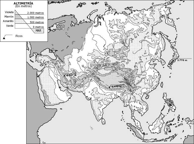 Mapa fisico de asia para colorear - Imagui