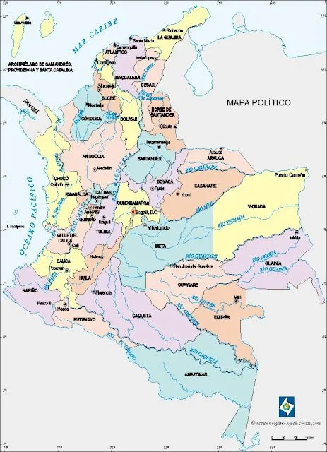 Mapas de Colombia con sus departamentos y capitales - Imagui