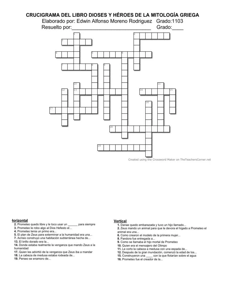 crossword-fpE15jS Eo | PDF | Prometeo | Religión Griega Antigua