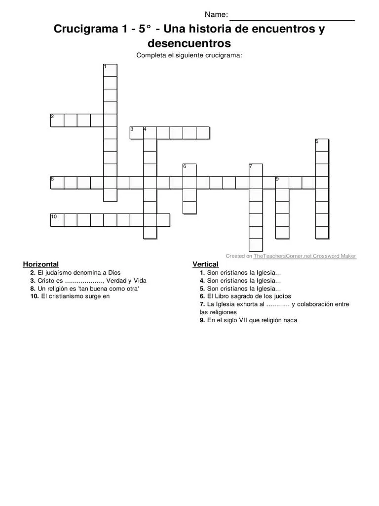 Crucigrama 1-5° | PDF