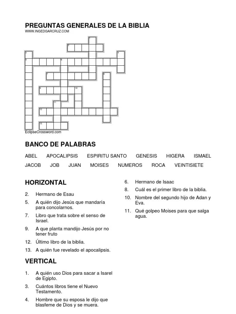 Crucigrama 002 - Datos Generales de La Biblia | PDF