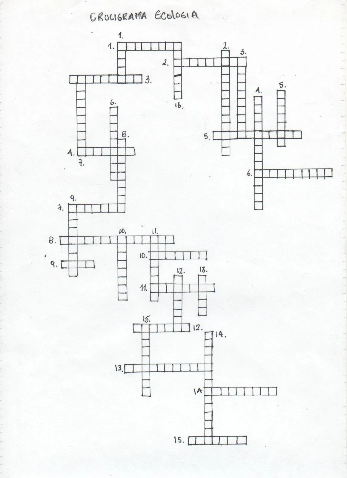 Crucigrama ecologico - Imagui